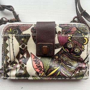 Sakroots mini owl cute multi colored Cross Body Bag storage